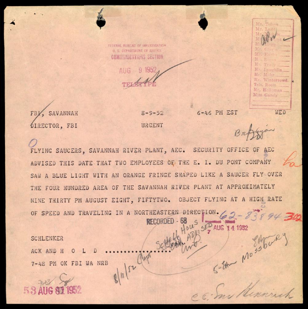 Derived page render from the official PDF: Savannah River Plant teletype, page 3