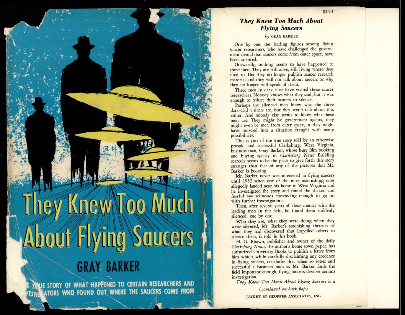 Derived page render from official PDF: Gray Barker book jacket front cover and flap text