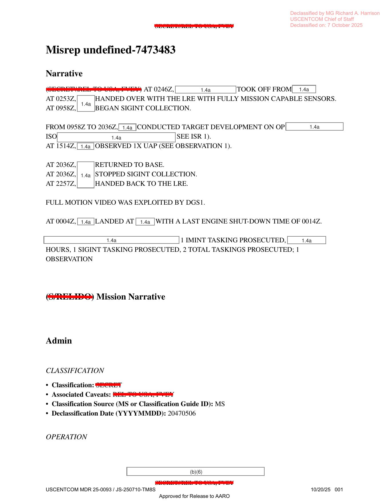 Derived page render from official PDF: page 1 mission narrative