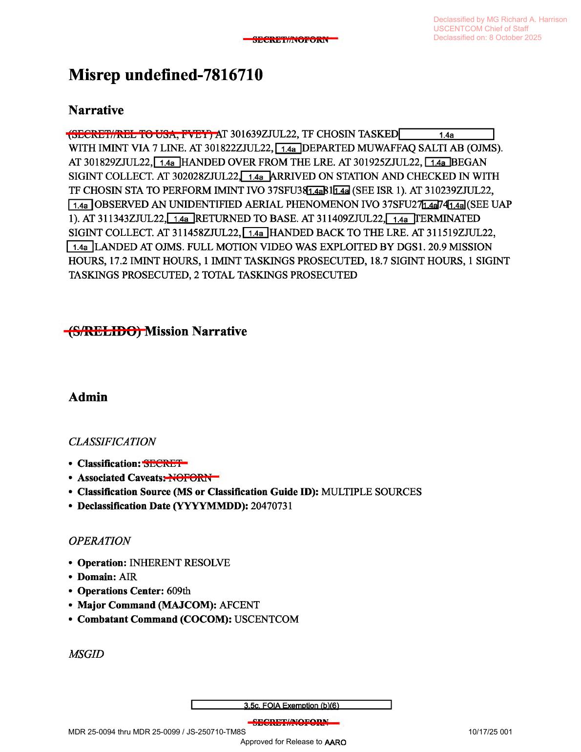 Derived page render from official PDF: page 1 mission narrative