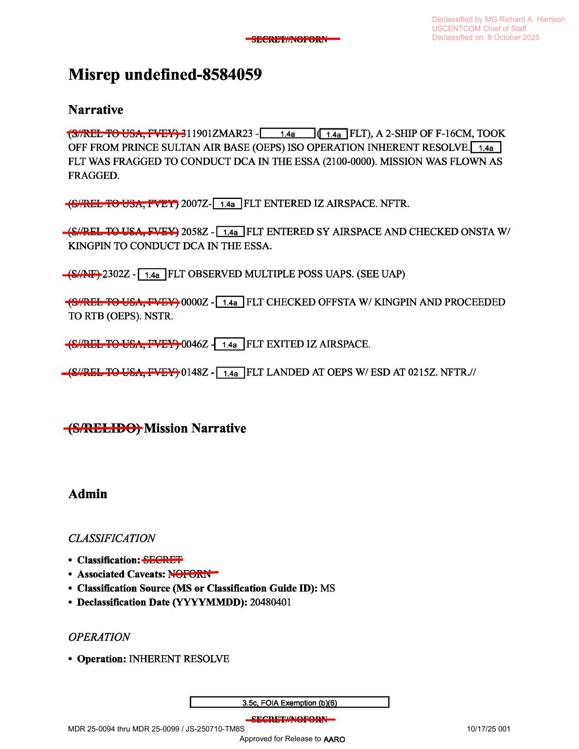 Derived page render from the official D20 PDF, page 1: mission narrative and timeline