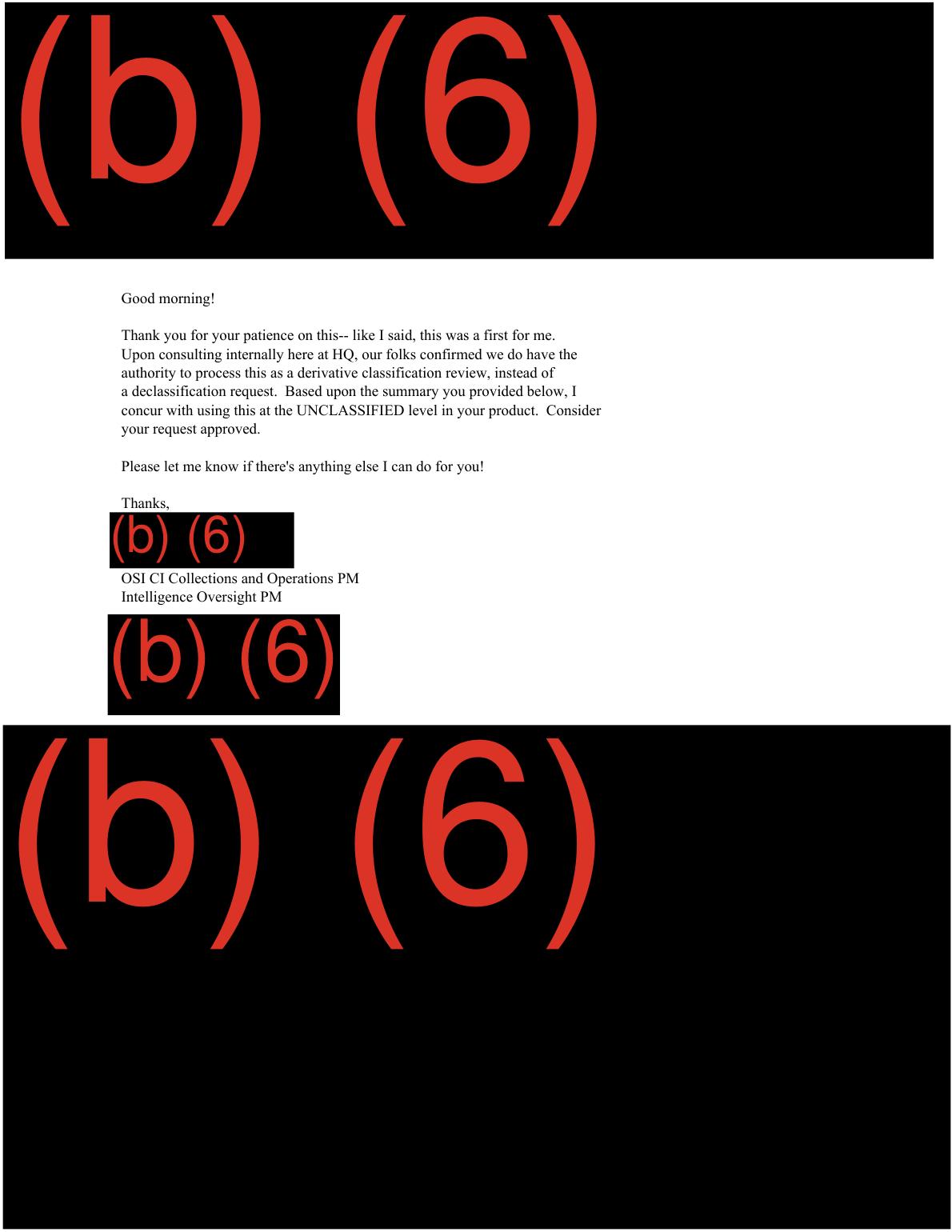 Derived page render from DOW-UAP-D51 page 1: correspondence approval text and redactions