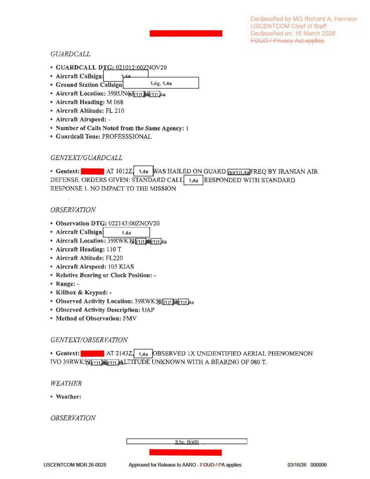 Official PDF page 6: guardcall and first observation line