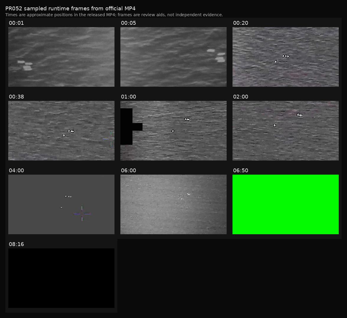 Sampled frames across the official PR052 MP4