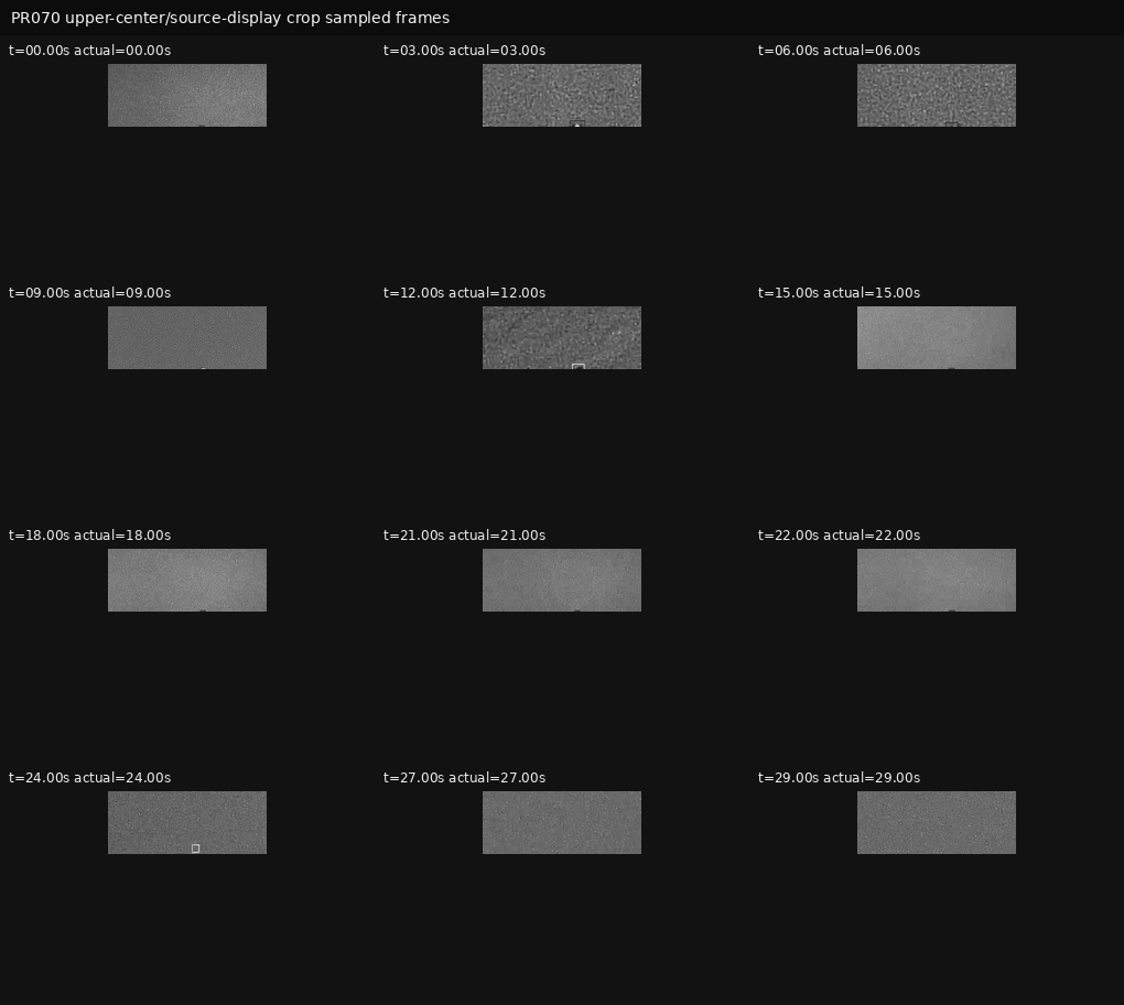 PR070 upper-center/source-display sampled frames